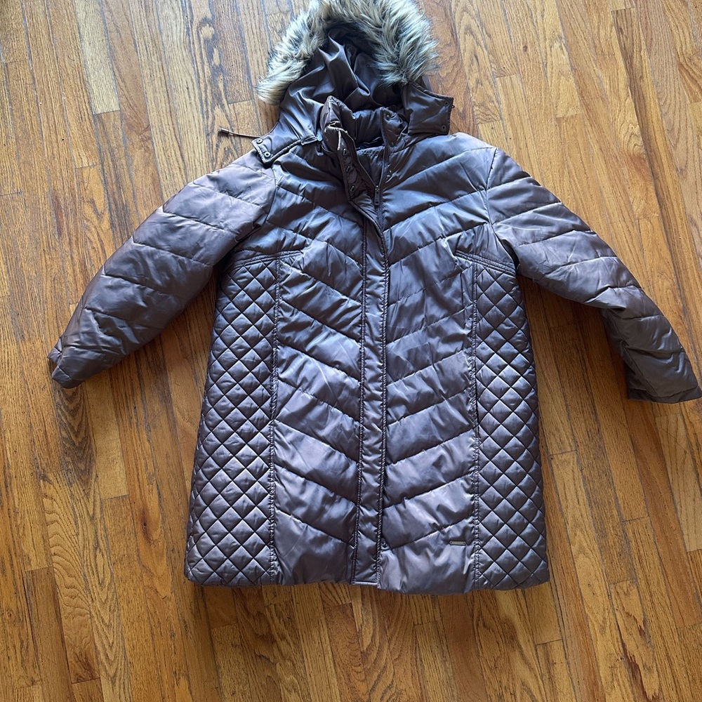 Kenneth Cole Champagne Beige Tan Quilted Puffer Jacket 2X
